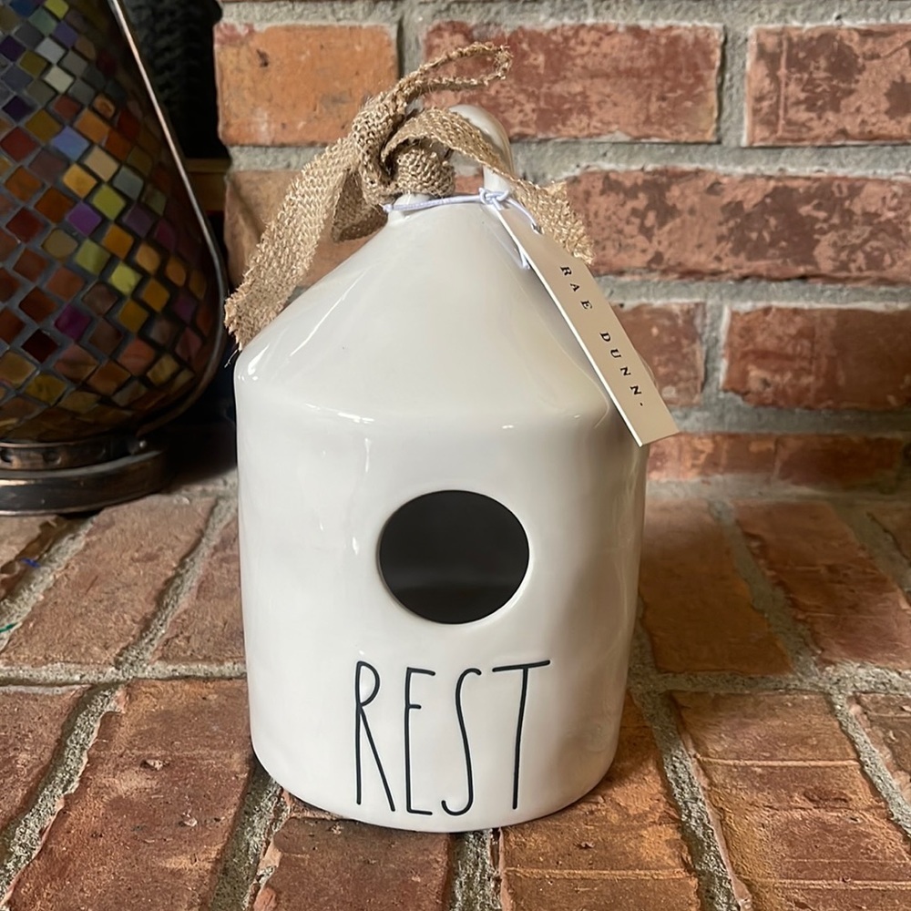 NWT Rae Dunn Rest Ceramic Birdhouse - Picture 1 of 4